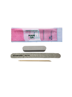 Набор для маникюра ManiQR (пилка прямая 180/240 18 см, баф овал 100/180 9х2 см, а/п)