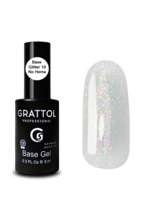 База для гель-лака каучуковая Grattol 10 Rubber Base Glitter, 9 мл