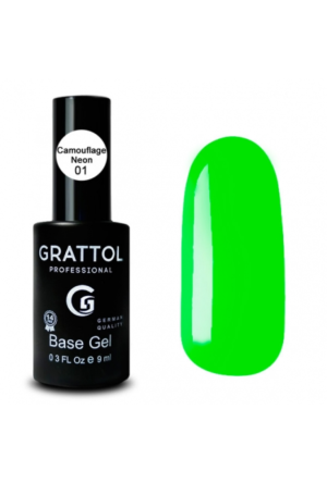 База для гель-лака каучуковая Grattol 01 Rubber Base Camouflage Neon, 9 мл