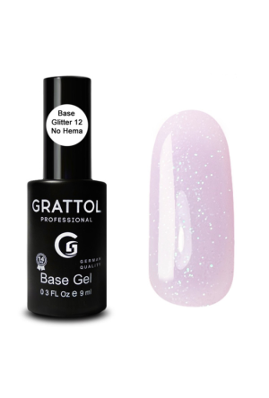 База для гель-лака каучуковая Grattol 12 Rubber Base Glitter, 9 мл