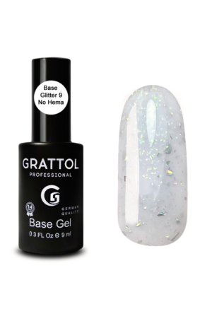 База для гель-лака каучуковая Grattol 09 Rubber Base Glitter Marble, 9 мл