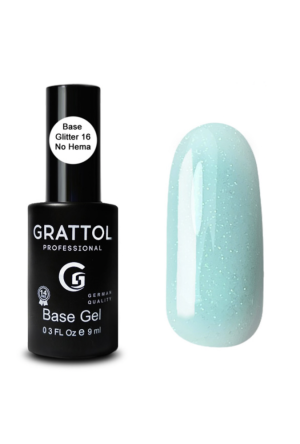 База для гель-лака каучуковая Grattol 16 Rubber Base Glitter, 9 мл