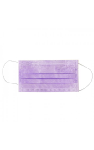 Маска трехслойная одноразов SMS лавандовая, 50шт/уп