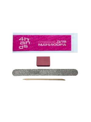 Набор для маникюра 4hands (пилка прямая LisaNail 180/240 18 см, баф 100/180 2,5х3,5 см, а/п)