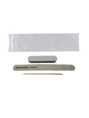 Набор для маникюра 4hands (пилка прямая 180/240 18 см, баф овал 100/180 9х2 см, а/п) БОПП пакет