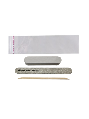 Набор для маникюра 4hands (пилка прямая 180/240 13 см, баф овал 100/180 9х2 см, а/п) БОПП пакет